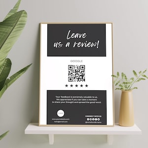 Vraag om beoordeling QR Code Sign-sjabloon, Google Review Sign, Facebook Review, Business Review Ons verzoek, Small Business Marketing, Canva
