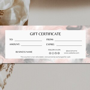 Modèle de certificat-cadeau de photographe abstrait, conception de carte de bon-cadeau minimal de bricolage, carte-cadeau de salon de spa, modèle de carte-cadeau de petite entreprise