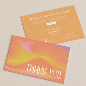 Gradient Small Business Thank You Card Template, Y2K Editable Thanks For Your Purchase Card, Customer Insert Card, Modern Packaging Insert