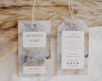 Bearbeitbare Luxus Hang Tag Vorlage, druckbare Marmor Kleidungsstück Label Vorlage, Boutique Swing Tag, Kleidung Pflege Tag, Kleidungsstück Pflegeanweisungen