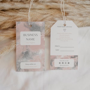 Bewerkbare sjabloon voor abstracte hangende tags, afdrukbare modelabelsjabloon, Boho-prijskaartjelabel, Boutique Swing-tags, kledinglabel Canva