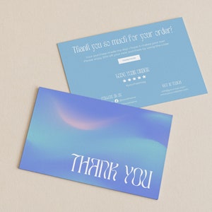 Gradient Small Business Thank You Card Template, Y2K Editable Thanks For Your Purchase Card, Customer Insert Card, Modern Packaging Insert