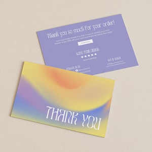 Gradient Small Business Thank You Card Template, Y2K Editable Thanks For Your Purchase Card, Customer Insert Card, Modern Packaging Insert