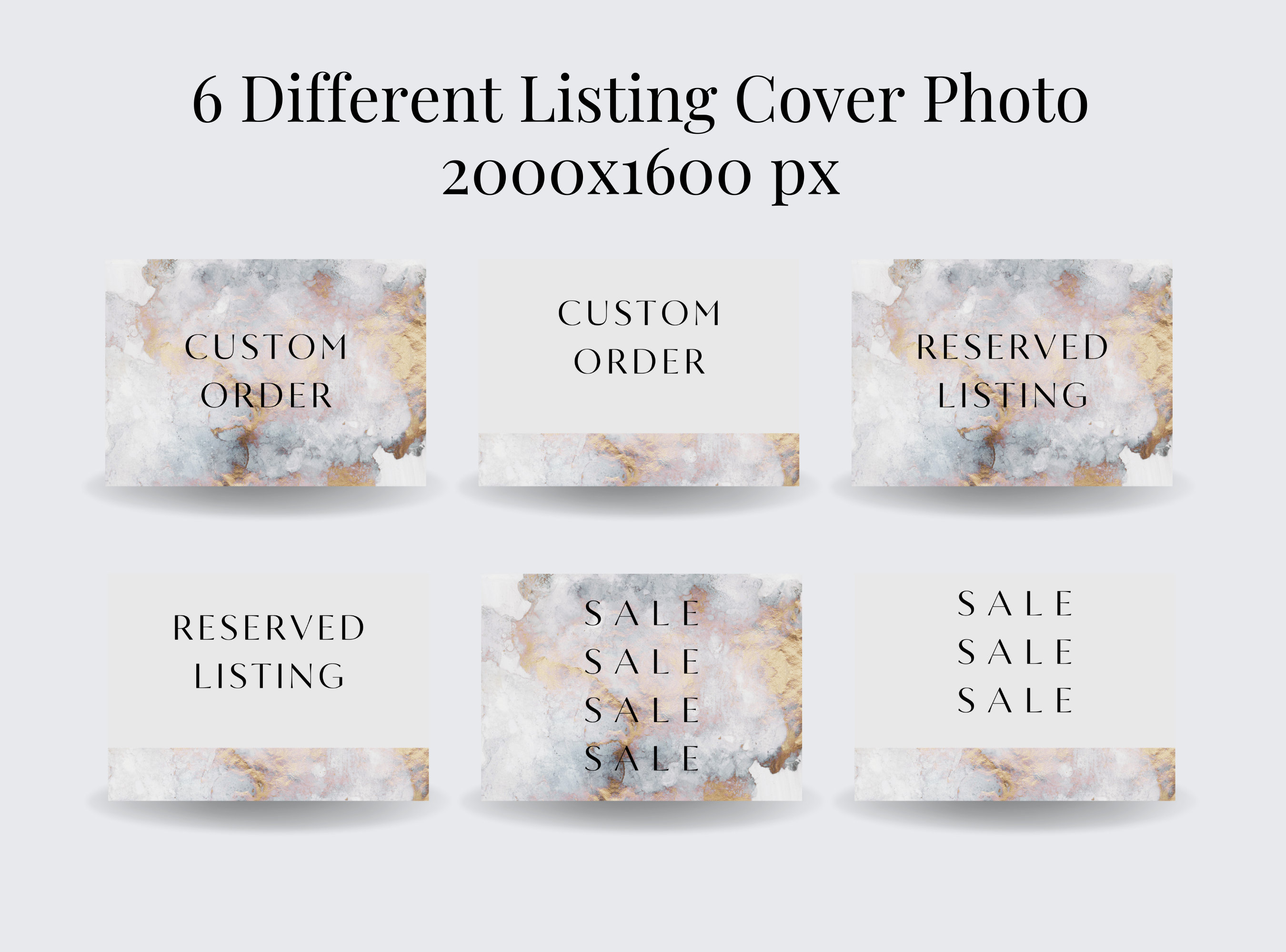 Modern Etsy Shop Graphic Bundle Kit, Marble Etsy Shop Banner Template, DIY Etsy Store Branding