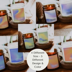 Editable Gradient Candle Label Bundle Template Customizable Orange Candle Modern Label Template Purple Candle Jar Label, Candle Branding