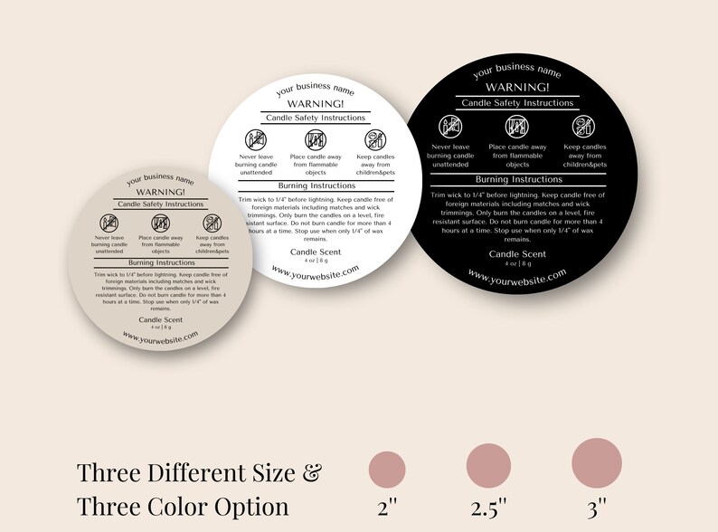 Editable Candle Warning Label Template, Printable Candle Safety Sticker