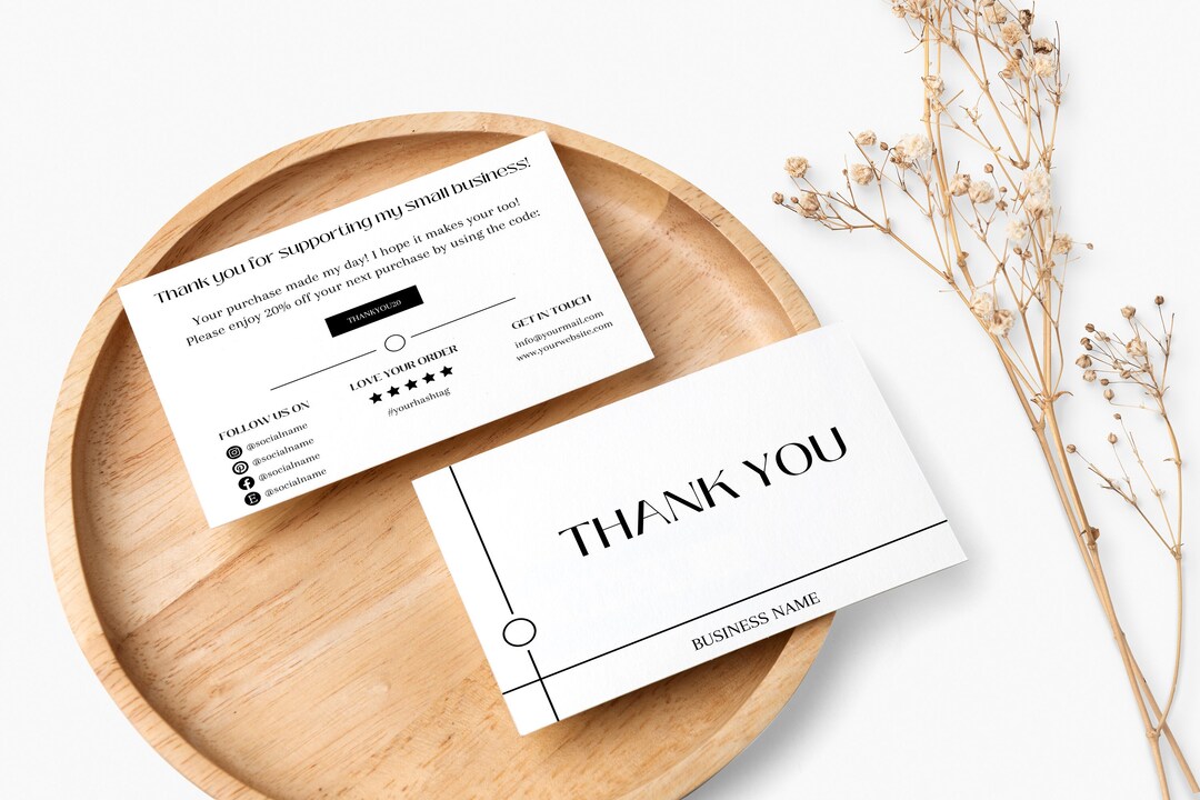 Editable Business Thank You Card, Modern Thanks for Your Purchase Card ...