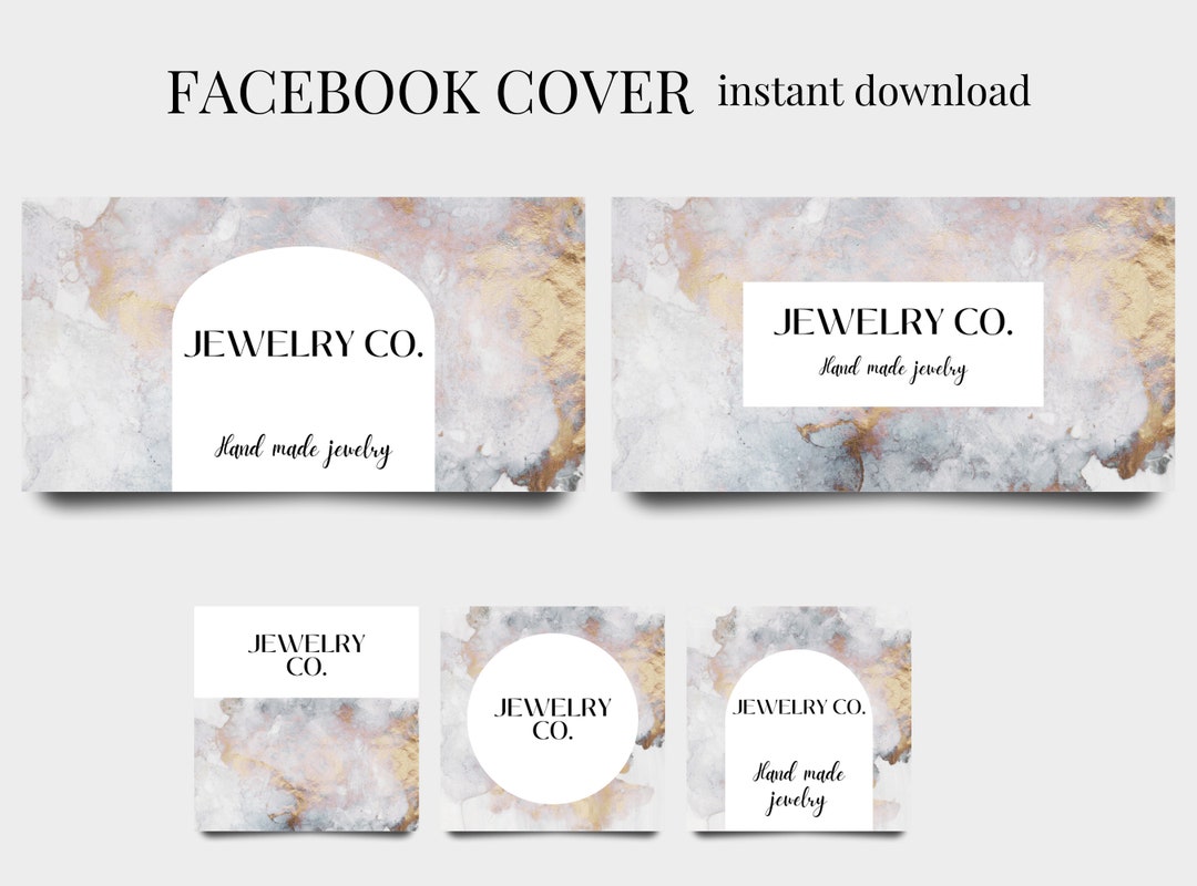 Marble Facebook Cover Template, Luxury Facebook Banner, Facebook