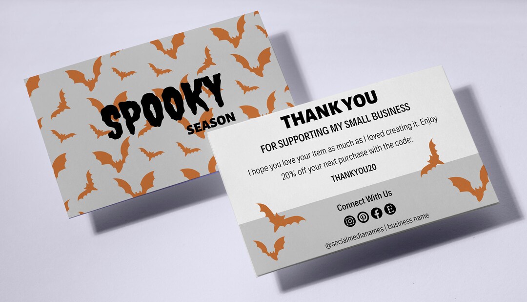 Halloween Business Thank You Card Template, Editable Small Business ...