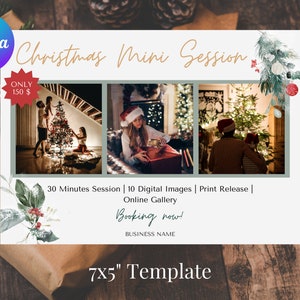 Christmas Mini Session Marketing Template For Photographers, Christmas Marketing Board, Canva Mini Session, Holiday Mini Session Template