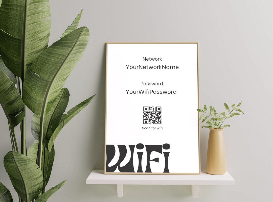 Example Wi Fi Password Sign WIFI Password Sign Printable, Printable Guest Wi-fi Sign, , Editable ...