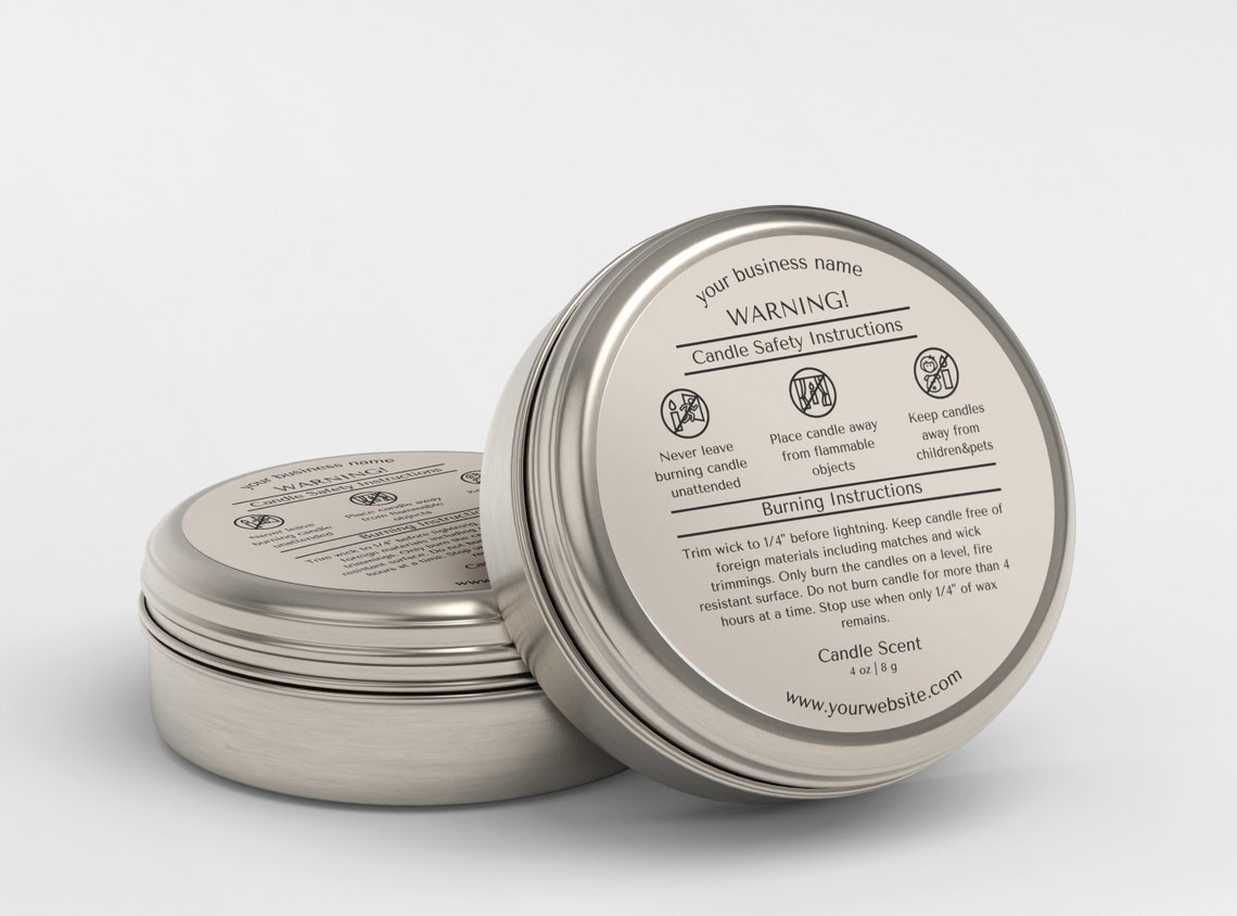 Editable Candle Warning Label Template, Printable Candle Safety Sticker