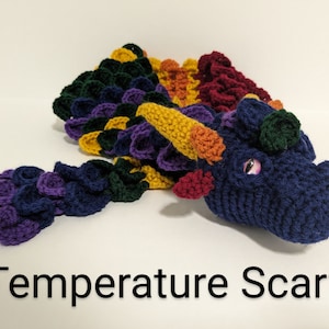 Crochet Dragon Scarf Pattern, Temperature Scarf