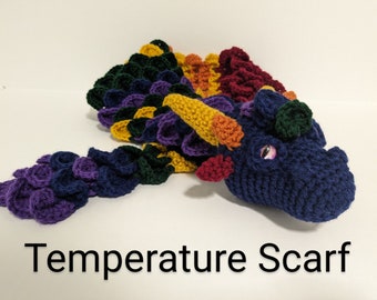 Crochet Dragon Scarf Pattern, Temperature Scarf