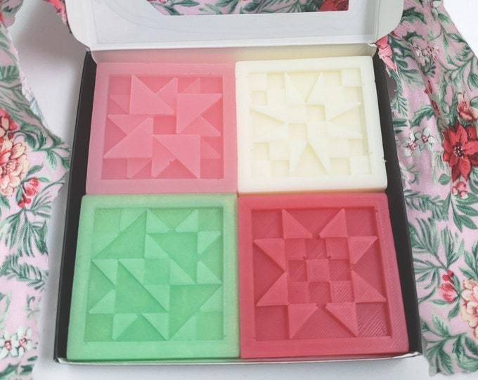 Quilt Block Soap Sampler Merry Holidays Ribbon Candy Sweet Scent 5.25