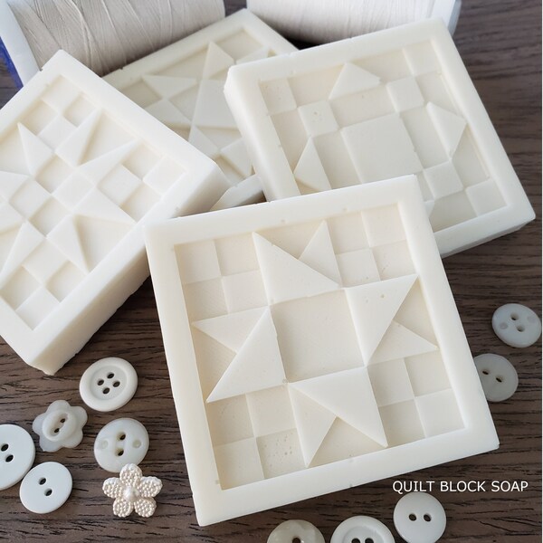 French Vanilla Buttercream - Quilt Block Soap | Sweet Vanilla Bean Scent | Perfect Gift for Quilters
