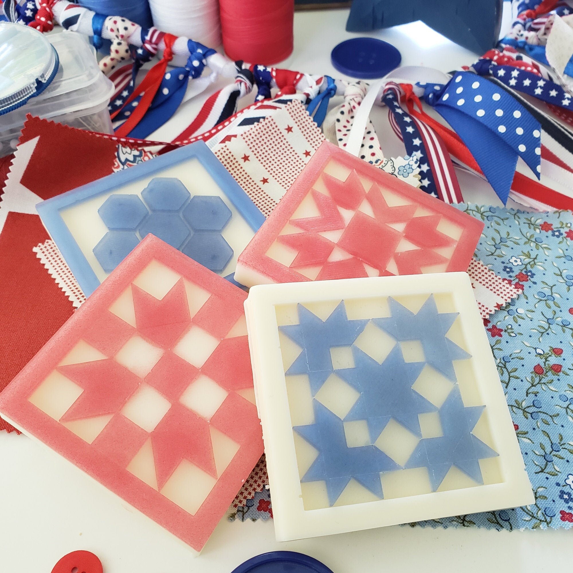 Freedom Blue Berry & Red Raspberry - Quilt Block Hand Soap - Two Colo…
