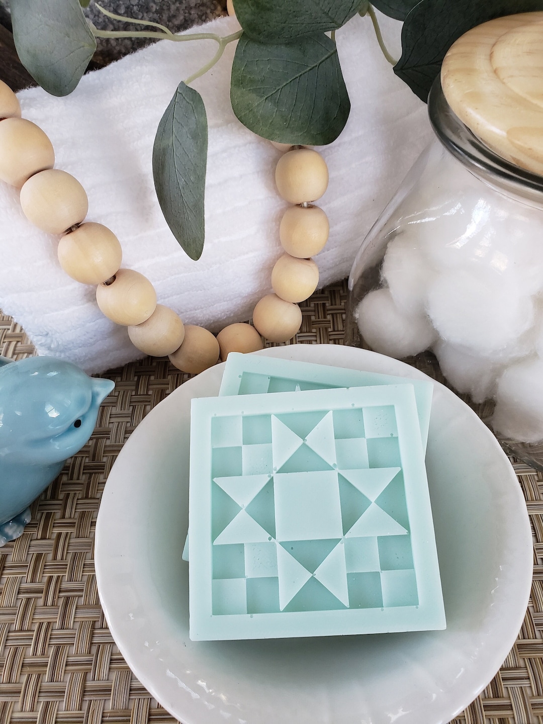 Linen Breeze Quilt Block Soap fresh Scent Eucalyptus & Cotton Goat Milk