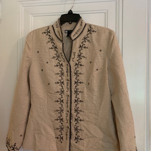 Vintage Carole Little Cheongsam raw silk top