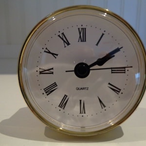 Premium 2-1/2&quot;(65mm) Youngtown Quartz Clock Insert, 4 Styles, Free Battery, White Face.   Fits hole ~2.24&quot; to ~2.36&quot; by ~0.79&quot; deep.