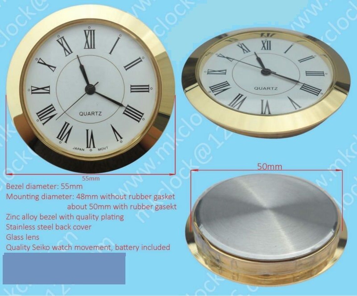 21/8 55MM PREMIUM QUARTZ CLOCK Insert Metal Case 4 Etsy