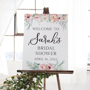 Pink Floral Bridal Shower Welcome Sign, Foam Bridal Shower Welcome Sign, Spring Bridal Showe