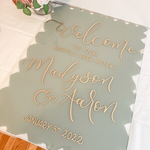 Vertical Custom Acrylic Wedding Sign, Clear Wedding Sign, Wedding Welcome Sign, Pink Wedding Decor, Emerald Wedding Decor, Sage Wedding Sign