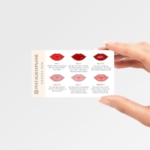 Editable Stages of Healing Card, Lip Blush Stages of healing, Lip Tattoo Aftercare, 3.5x2 Aftercare, Canva, Digital Download aftercare