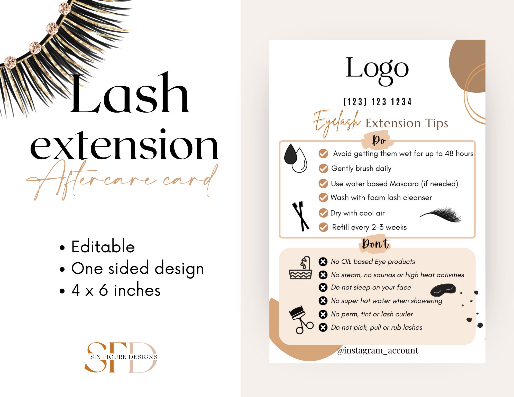 Eyelash Extension Aftercare Cards 4x6 Neutral - Etsy