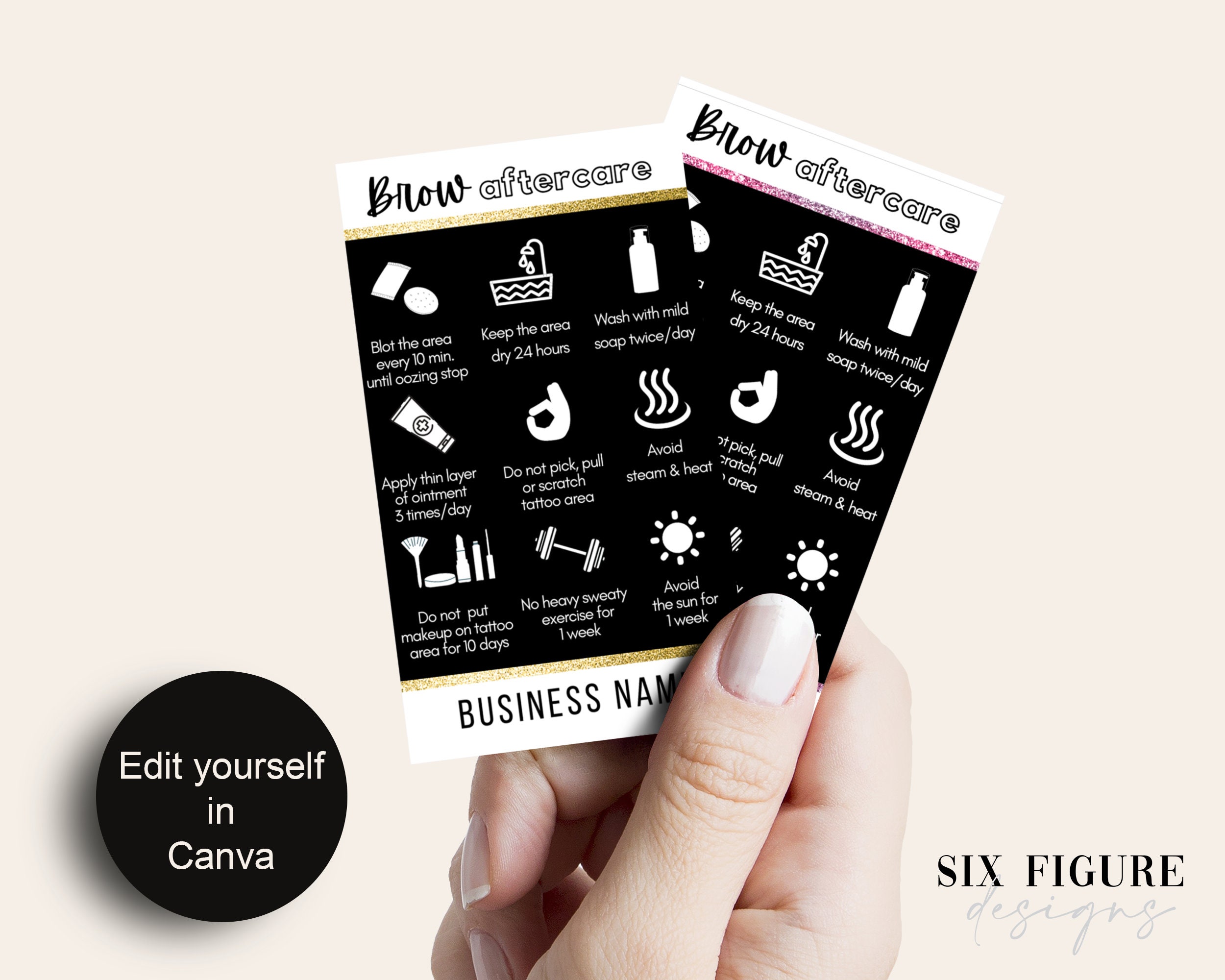 Microblading Aftercare Business card size aftercare card Etsy France