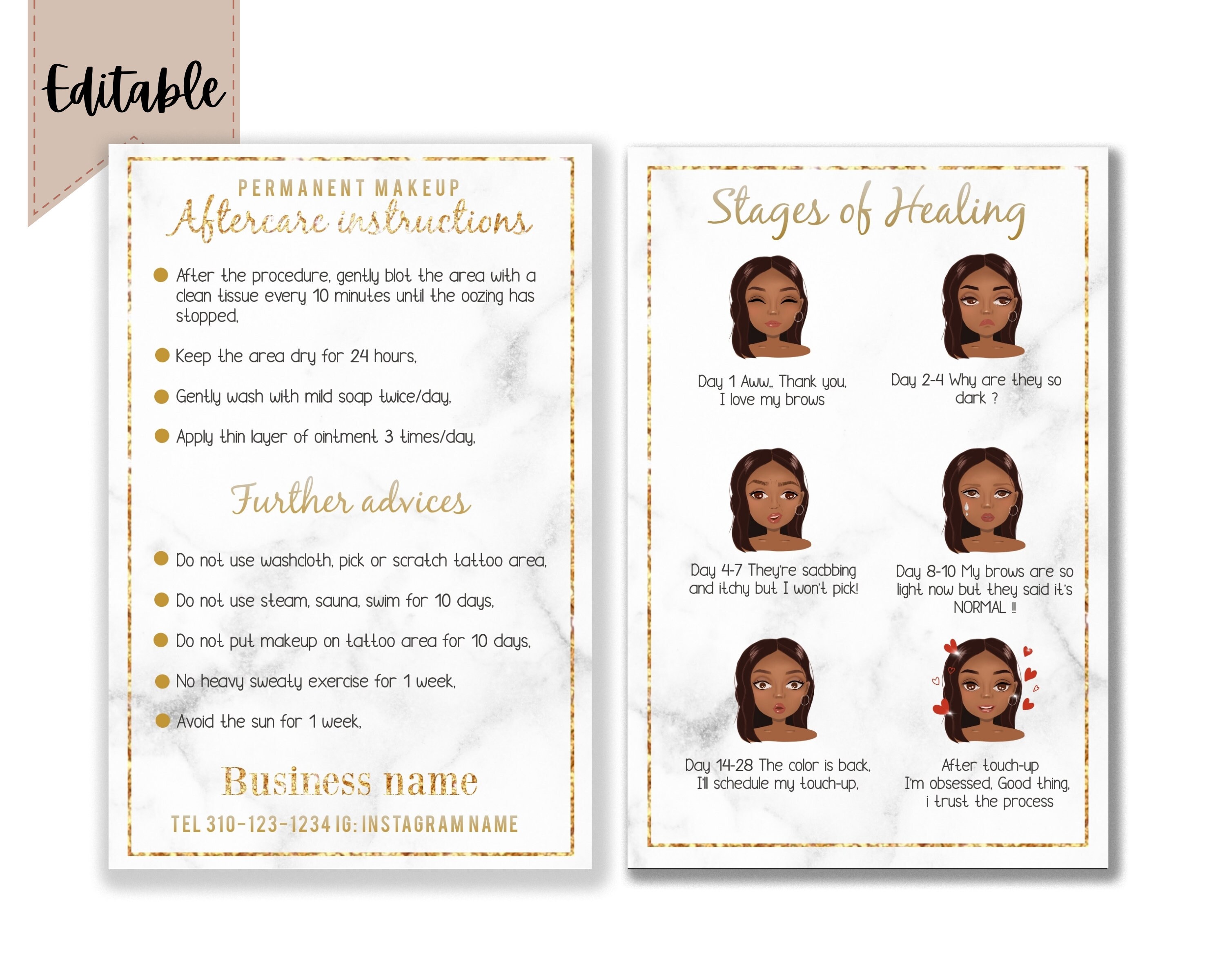 Microblading Aftercare Card - Printable Cards