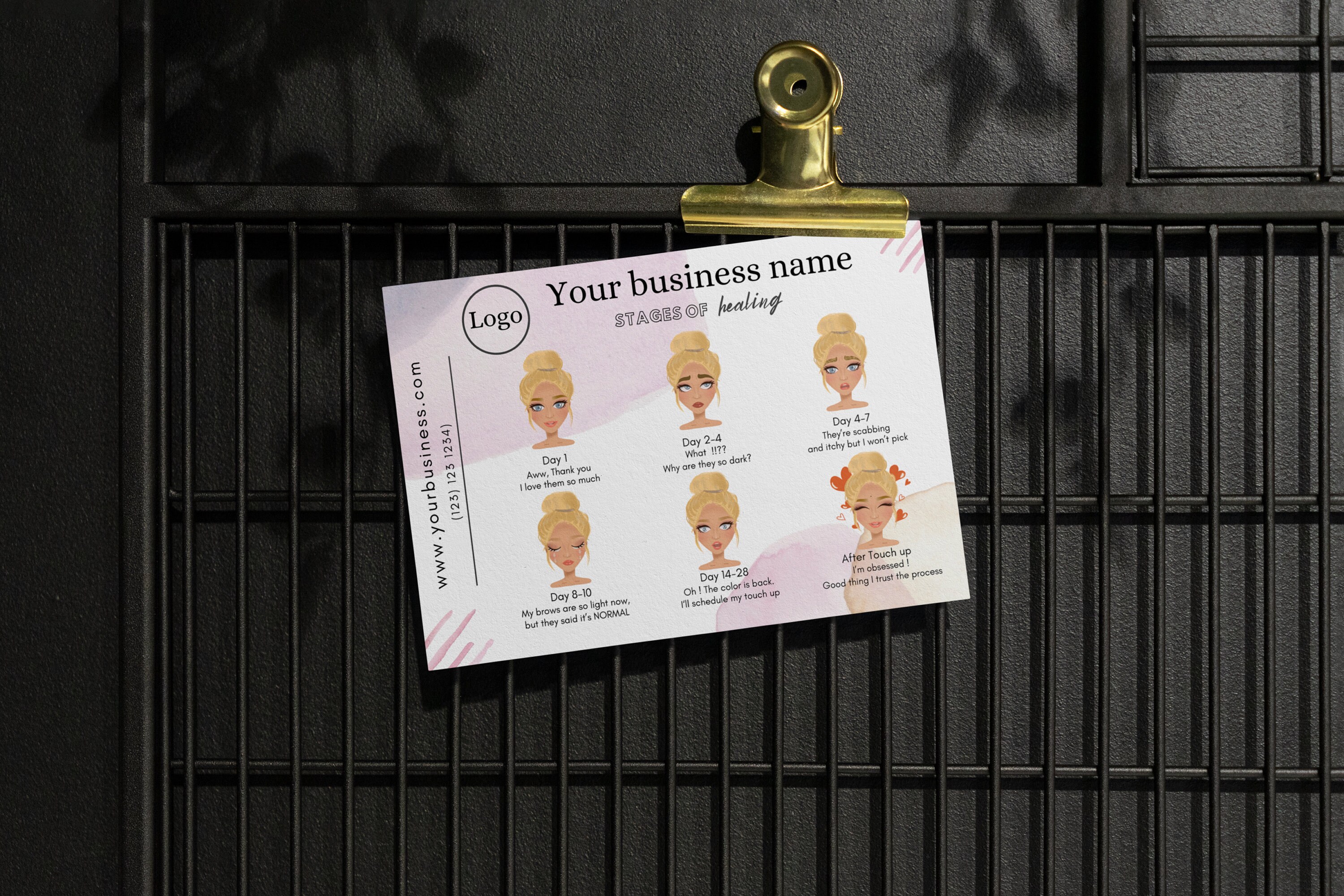 Editable Microblading Aftercare Cards Reese Watercolor | Etsy