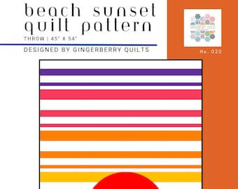 Quiltpatroon strandzonsondergang, eenvoudig stroken patchwork (pdf-download)