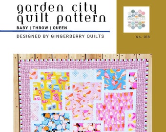 Garden City Quilt Pattern, Easy Beginner Quilt (PDF download)