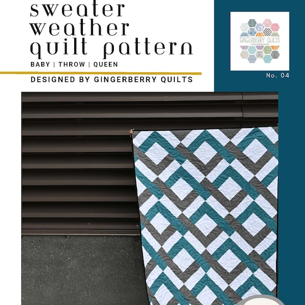 Sweater Weather Quilt Pattern, Easy Quilt Pattern,  PDF download