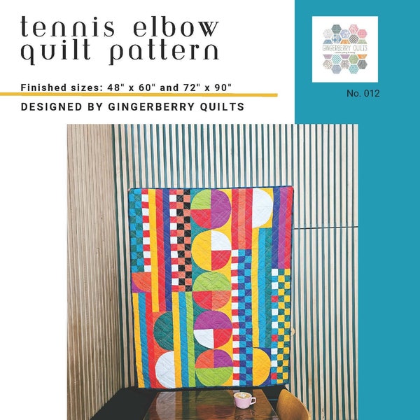Tennis Elbow Quilt Pattern, Intermediate Quilt Pattern, Booklet