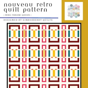 Nouveau Retro Quilt Pattern, Easy Quilt Pattern, PDF download