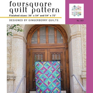 Foursquare Quilt Pattern, Easy Quilt Pattern, PDF download