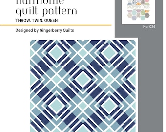 Harmonie Quilt Pattern, Log Cabin Design, Easy Beginner Quilt