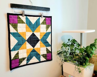 Blue, green, yellow Barn Quilt