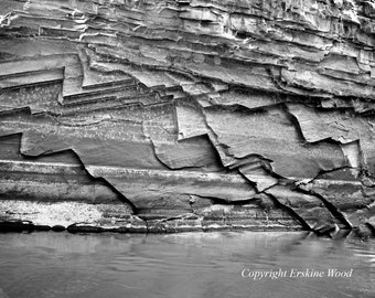 Wall Patterns, Colorado River, Grand Canyon (H), Black and White Landscape/Fine Art Photography