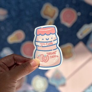 Ya-Cute Strawberry Yakult Yogurt Drink Waterproof Vinyl Sticker decal | Water Bottle Decal | Laptop Decal | Scrapbook Stickers | Asian snack