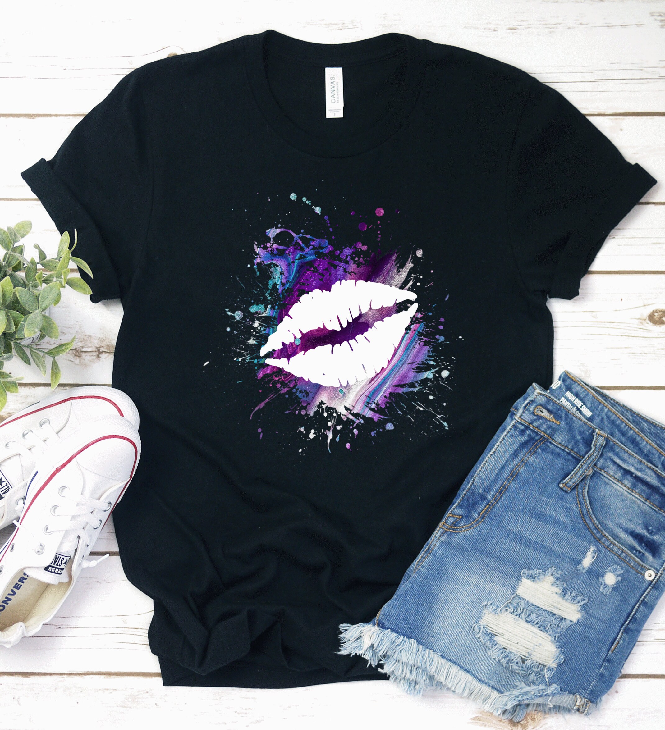 Kiss Mark Paint Shirt Kiss Mark Paint Gift Kissing Tee Kiss Etsy