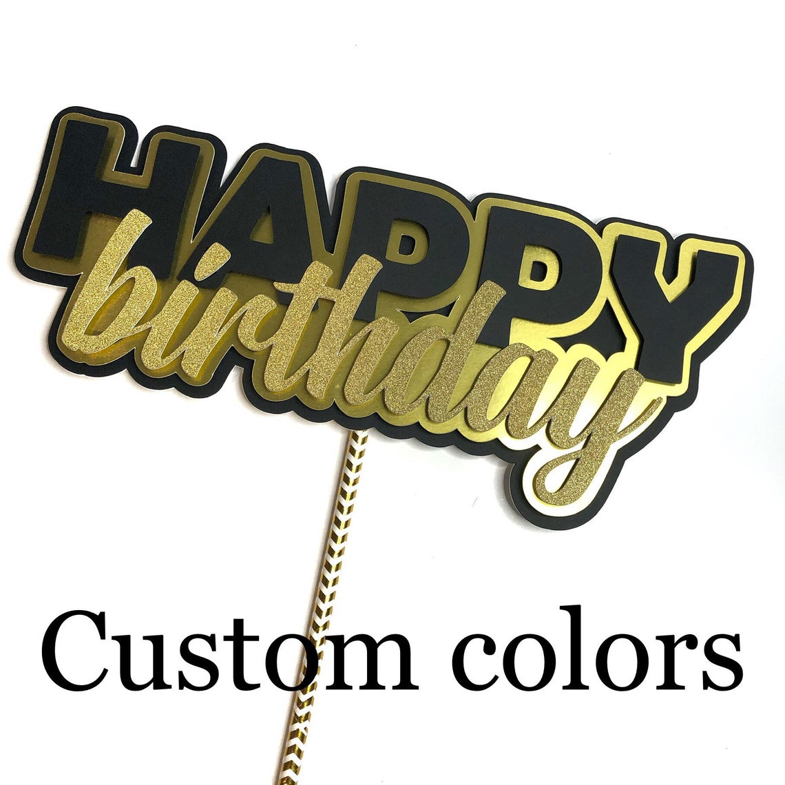 Custom cake topper Happy birthday Etsy