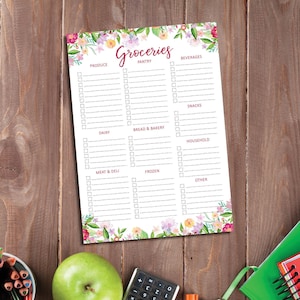 Pink Flower Grocery List Notepad | Custom Grocery | Personalized | Perfect Gift