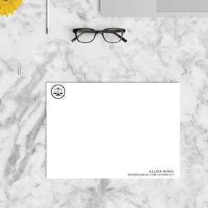 Custom Lawyer Personalized Notecard / Thank You Cards / White Or Kraft Envelopes / Flat Cards