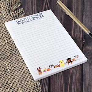 Puppy Themed Notepads,  Notes, Personalized Stationary, Custom Writing Pad,