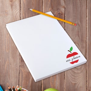 Teachers - Apple with a Name  , Notes, Personalized Stationary, Custom Writing Pad, Gift for Teachers