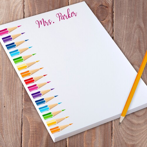 Teacher Rainbow Apple Notepads Notes Personalized Etsy