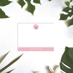Floral Initial Personalized Notecard / Thank You Cards / White Or Kraft Envelopes / Flat Cards